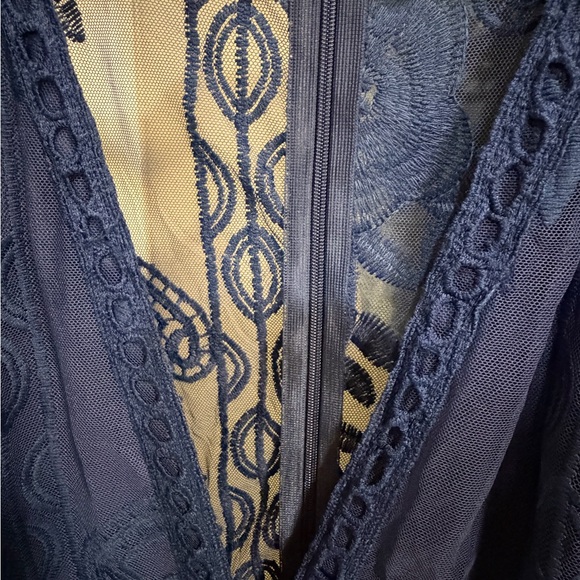 Boutique Navy Lace Maxi Dress with Sheer Details - Picture 4 of 6